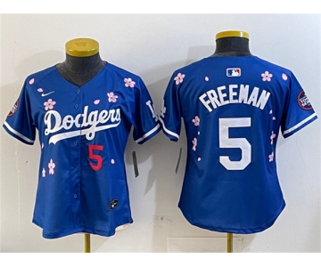 Youth Los Angeles Dodgers #5 Freddie Freeman Royal 2025 Tokyo Series Limited Stitched Baseball Jersey