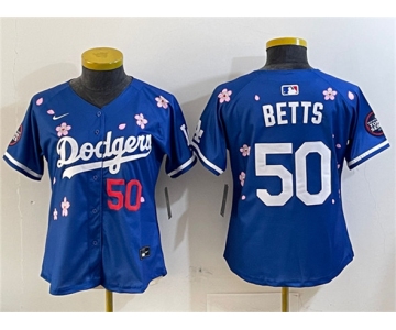 Youth Los Angeles Dodgers #50 Mookie Betts Royal 2025 Tokyo Series Limited Stitched Baseball Jersey