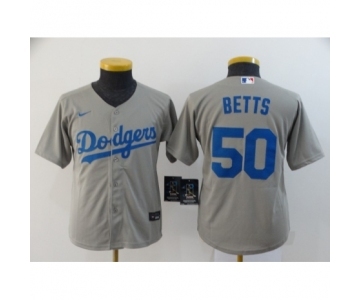 Youth Los Angeles Dodgers #50 Mookie Betts Royal Gray 2020 Cool Base Jersey