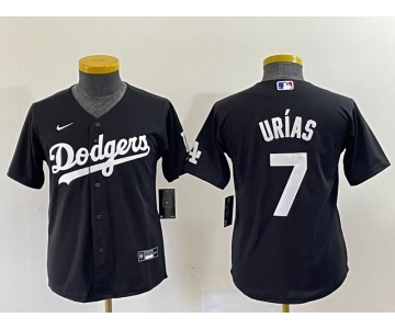 Youth Los Angeles Dodgers #7 Julio Urias Black Turn Back The Clock Stitched Cool Base Jersey