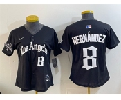 Youth Los Angeles Dodgers #8 Enrique Hernández Black 2025 World Series Champions LA Gothic Edition Limited Stitched Baseball Jersey Youth Los Angeles Dodgers #8 Enrique Hernández Black 2025 World Series Champions LA Gothic Edition Limited Stitched Baseball Jersey
