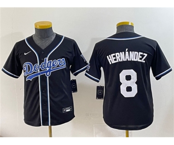 Youth Los Angeles Dodgers #8 Enrique Hernández Black Stitched Baseball Jersey