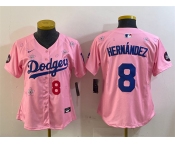 Youth Los Angeles Dodgers #8 Enrique Hernández Pink 2025 Tokyo Series Limited Stitched Baseball Jersey