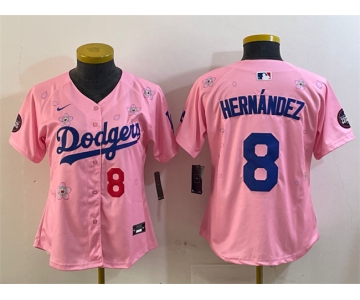 Youth Los Angeles Dodgers #8 Enrique Hernández Pink 2025 Tokyo Series Limited Stitched Baseball Jersey