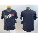 Youth Los Angeles Dodgers Blank Black Mexico 2020 World Series Cool Base Nike Jersey