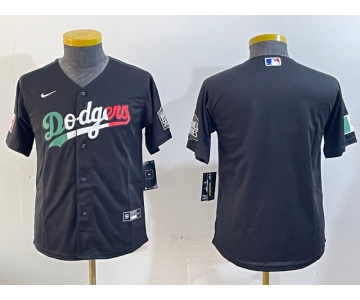 Youth Los Angeles Dodgers Blank Black Mexico 2020 World Series Cool Base Nike Jersey