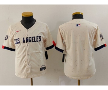 Youth Los Angeles Dodgers Blank Cream 2024 City Connect Limited Stitched Jersey