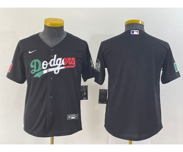 Youth Los Angeles Dodgers Blank Mexico Black Cool Base Stitched Baseball Jersey