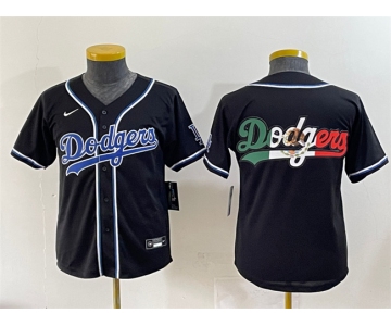 Youth Los Angeles Dodgers Team Big Logo Black Stitched Baseball Jersey