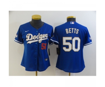 Youth Nike Los Angeles Dodgers #50 Mookie Betts Blue Series Champions Authentic Jersey