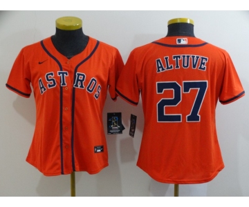 Nike Women's Houston Astros #27 Jose Altuve Authentic Orange Alternate Cool Base Baseball Jersey