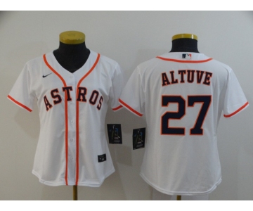 Nike Women's Houston Astros #27 Jose Altuve Authentic White Alternate Cool Base Baseball Jersey