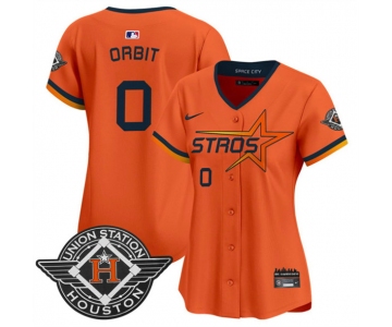 Women's Houston Astros #0 Orbit Orange 2025 City Connect Limited Stitched Baseball Jersey