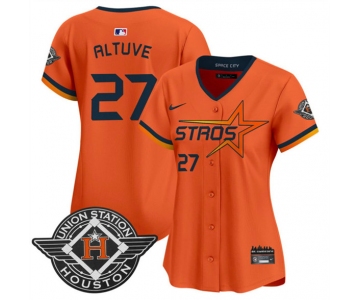 Women's Houston Astros #27 Jose Altuve Orange 2025 City Connect Limited Stitched Baseball Jersey