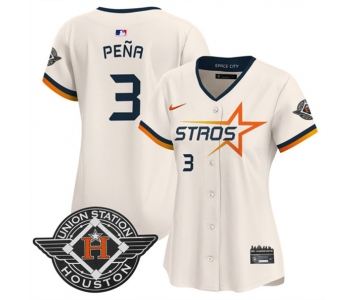 Women's Houston Astros #3 Jeremy Pena Cream 2025 City Connect Limited Stitched Baseball Jersey