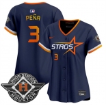 Women's Houston Astros #3 Jeremy Pena Navy 2025 City Connect Limited Stitched Baseball Jersey