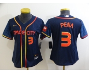 Women's Houston Astros #3 Jeremy Pena Number 2022 Navy Blue City Connect Cool Base Stitched Jersey