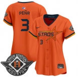 Women's Houston Astros #3 Jeremy Pena Orange 2025 City Connect Limited Stitched Baseball Jersey