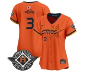 Women's Houston Astros #3 Jeremy Pena Orange 2025 City Connect Limited Stitched Baseball Jersey