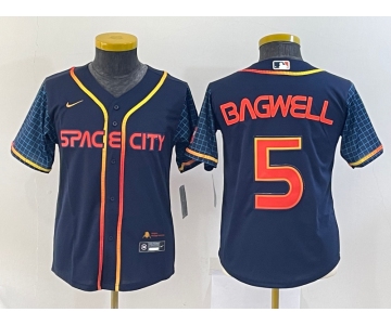 Women's Houston Astros #5 Jeff Bagwell 2022 Navy Blue City Connect Cool Base Stitched Jersey