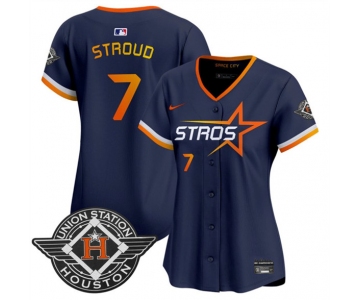 Women's Houston Astros #7 C.J. Stroud Navy 2025 City Connect Limited Stitched Baseball Jersey