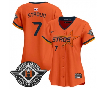 Women's Houston Astros #7 C.J. Stroud Orange 2025 City Connect Limited Stitched Baseball Jersey
