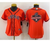 Women's Houston Astros Orange Champions Big Logo With Patch Stitched MLB Cool Base Nike Jersey