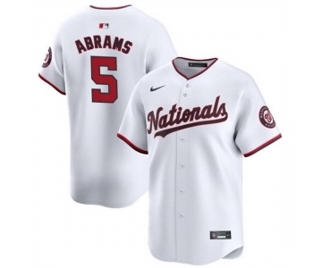 Men Washington Nationals #5 CJ Abrams White 2024 Home Limited Stitched Baseball Jersey