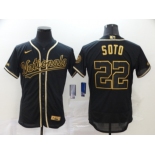 Men's Nike Washington Nationals # #22 Juan Soto Black Gold Fashion  Authentic Collection Baseball Jersey