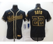Men's Nike Washington Nationals # #22 Juan Soto Black Gold Fashion  Authentic Collection Baseball Jersey