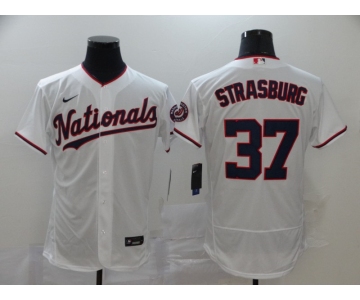 Men's Nike Washington Nationals #37 Stephen Strasburg White Flex Base Home Stitched Baseball Jersey
