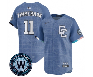 Men's Washington Nationals #11 Ryan Zimmerman Blue 2025 City Connect Limited Stitched Baseball Jersey