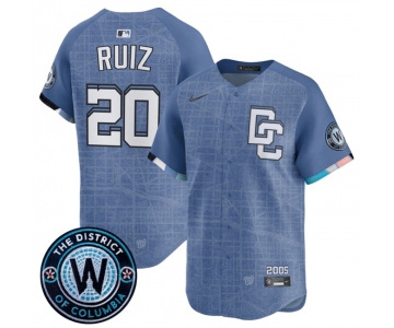Men's Washington Nationals #20 Keibert Ruiz Blue 2025 City Connect Limited Stitched Baseball Jersey