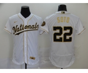 Men's Washington Nationals #22 Juan Soto White Gold  Flex Base Authentic Collection Baseball Jersey