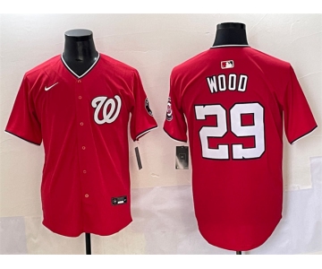 Men's Washington Nationals #29 James Wood Red Limited Stitched Baseball Jersey
