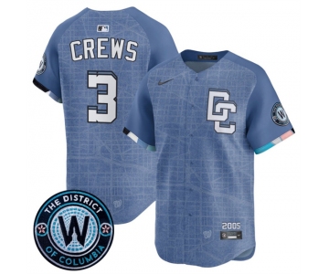 Men's Washington Nationals #3 Dylan Crews Blue 2025 City Connect Limited Stitched Baseball Jersey