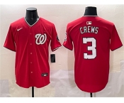 Men's Washington Nationals #3 Dylan Crews Red Limited Stitched Baseball Jersey