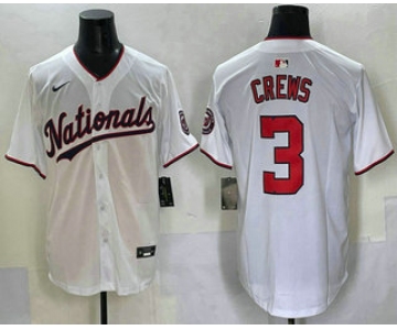 Men's Washington Nationals #3 Dylan Crews White Limited Stitched Jersey
