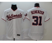 Men's Washington Nationals #31 Max Scherzer White  Flex Base Authentic Collection Baseball Jersey