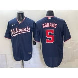 Men's Washington Nationals #5 CJ Abrams Navy Stitched Baseball Jersey Men's Washington Nationals #5 CJ Abrams Navy Stitched Baseball Jersey