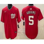 Men's Washington Nationals #5 CJ Abrams Red Limited Jersey Men's Washington Nationals #5 CJ Abrams Red Limited Jersey