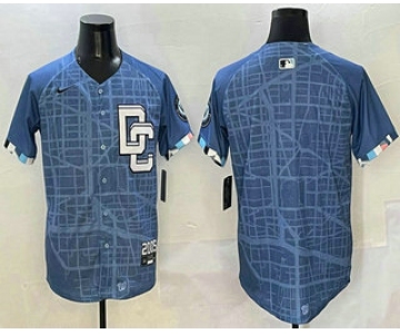 Men's Washington Nationals Blank Blue 2025 City Connect Limited Stitched Baseball Jersey