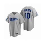 Los Angeles Dodgers #10 Justin Turner Gray 2020 World Series Champions Replica Jersey