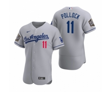 Los Angeles Dodgers #11 A.J. Pollock Nike Gray 2020 World Series Authentic Road Jersey