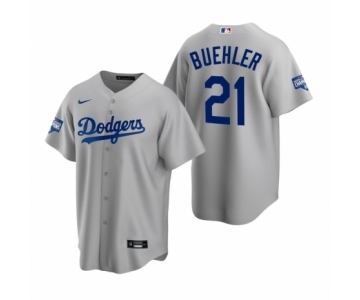 Los Angeles Dodgers #21 Walker Buehler Gray 2020 World Series Champions Replica Jersey