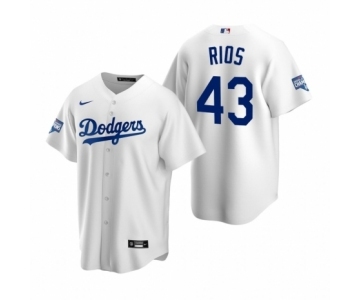 Los Angeles Dodgers #43 Edwin Rios White 2020 World Series Champions Replica Jersey