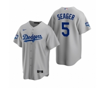 Los Angeles Dodgers #5 Corey Seager Gray 2020 World Series Champions Replica Jersey