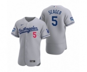 Los Angeles Dodgers #5 Corey Seager Gray 2020 World Series Champions Road Authentic Jersey