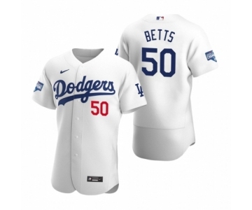 Los Angeles Dodgers #50 Mookie Betts White 2020 World Series Champions Authentic Jersey