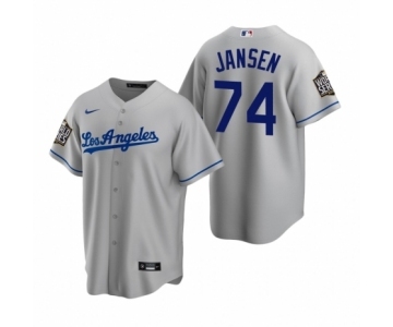 Los Angeles Dodgers #74 Kenley Jansen Gray 2020 World Series Replica Road Jersey